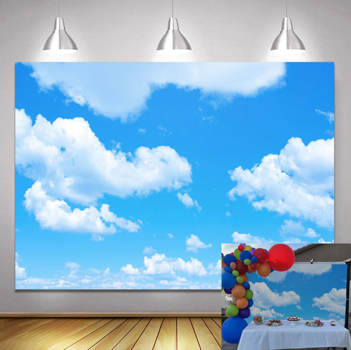 Blue Sky White Clouds Photography Background Sky Clouds Backdrop Studio Props Baby Shower Birthday Party Wedding Party Decoration Backdrop 7x5ft