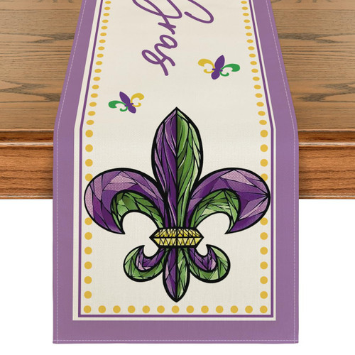 Artoid Mode Iris Jewelry Mardi Gras Carnival Table Runner, Seasonal Holiday Kitchen Dining Table Decoration for Home Party Decor 13x72 Inch Artoid Mode Iris Jewelry Mardi Gras Carnival Table Runner, Seasonal Holiday Kitchen Dining Table Decoration for Home Party Decor 13x72 Inch