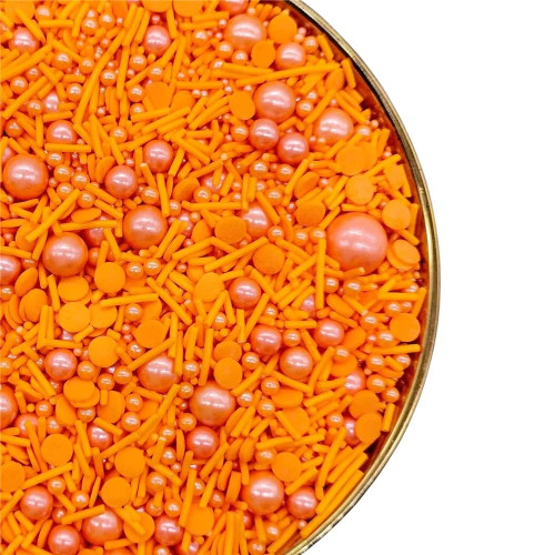 NIPEOR Orange Sprinkles,Edible Pearl Sprinkles 4.6oz/130g Edible Sprinkle Topping Sprinkles, Round Sprinkles for Cake Decorating,Cupcake Sprinkles, Candy Sprinkles for Ice Cream Toppings (Orange Slice pearls mix)