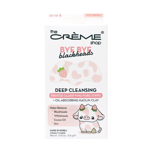 The Crème Shop Bye Bye Blackhead Nose Strips - Oil-Absorbing Kaolin Clay Deep Cleanse - Pore Stickers Target Blackheads Whiteheads Excess Oil and Dirt (Moo Berry) 6 Counts 1 Pack The Crème Shop Bye Bye Blackhead Nose Strips - Oil-Absorbing Kaolin Clay Deep Cleanse - Pore Stickers Target Blackheads Whiteheads Excess Oil and Dirt (Moo Berry) 6 Counts 1 Pack