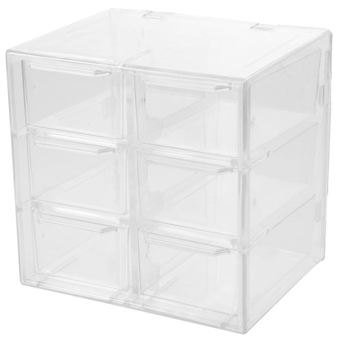 Hohopeti Box Transparent Drawer Box Office Drawer Storage Bins Plastic Jewelry Organizer Clear Container Chest of Drawers Makeup Organizer Drawers Desk With Drawer Showcase