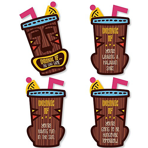 Drink If Game - Tiki Luau - Tropical Hawaiian Summer Party Game - 24 Count