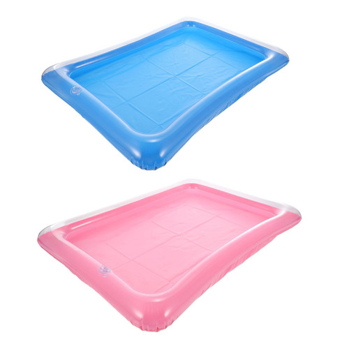 COLLBATH 2pcs Water Inflatable Tray Summer Outdoor Decor Inflatable Ice Crawfish Trays Picnic Cooler Pool Cooler Outdoor Summer Pvc Pool Party Playing with Sand Inflatable Cushion