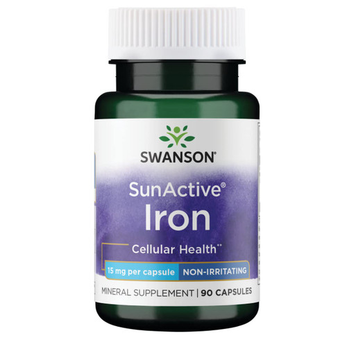 Swanson Sunactive Non-Irritating Iron 15 Milligrams 90 Capsules