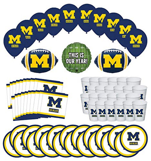Mayflower Products Michigan Wolverines Football Tailgating Party Supplies for 20 Guest and Balloon Bouquet Decorations