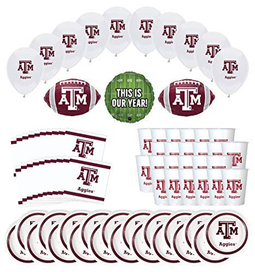 Mayflower Products Texas A&M Aggies Football Tailgating Party Supplies for 20 Guest and Balloon Bouquet Decorations