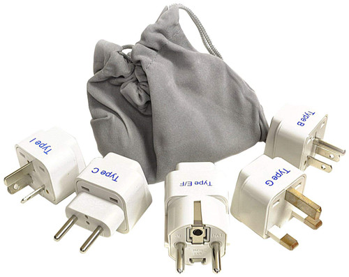 Ceptics Adapter Plug Set for World Wide International Travel Use - Grounded Safe - Works with Cell Phones, Chargers, Batteries, Camera, and More