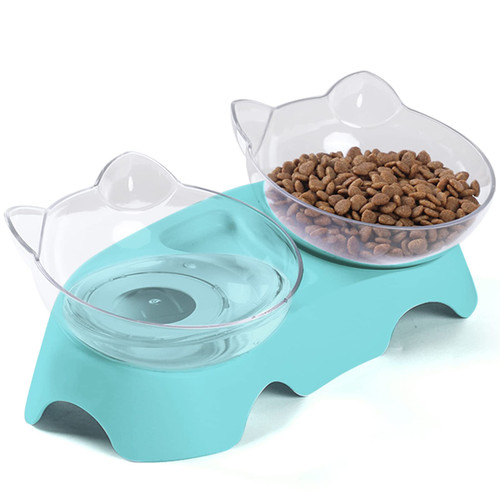 MILIFUN Cat Bowls, Cat Food Bowls Elevated, Double Kitty Bowls with 15°Tilted Raised Cat Dishes, Pet Feeding Bowl for Small cat and Puppy. (Blue) MILIFUN Cat Bowls, Cat Food Bowls Elevated, Double Kitty Bowls with 15°Tilted Raised Cat Dishes, Pet Feeding Bowl for Small cat and Puppy. (Blue)