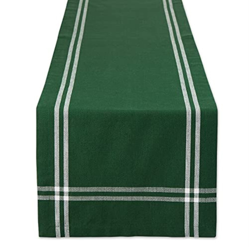 DII Holiday Sparkle Sprigs Collection Kitchen Décor & Table Decoration, Christmas Table Runner, 14x72, Green Dobby Stripe