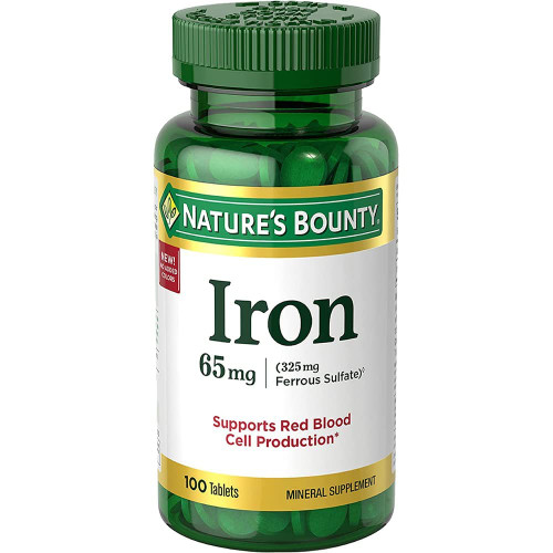 Natures Bounty I.Ron 65mg - 325 mg Ferrous Sulfate - Cellular Energy Support - 65mg - 100 Tablets.., Natures Bounty I.Ron 65mg - 325 mg Ferrous Sulfate - Cellular Energy Support - 65mg - 100 Tablets..,
