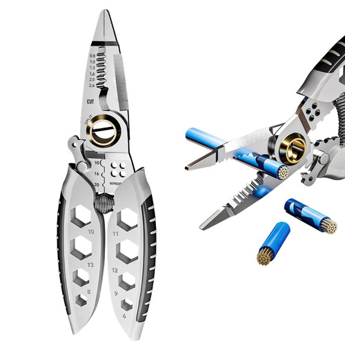 7-Inch Multipurpose Wire Stripper,2024 Upgrade Heavy Duty Multi-Purpose Electrical Wire Stripping Tool and Crimping Tool,A 4 in 1 Wire Stripper for Wire Stripping,Cutting and Crimping