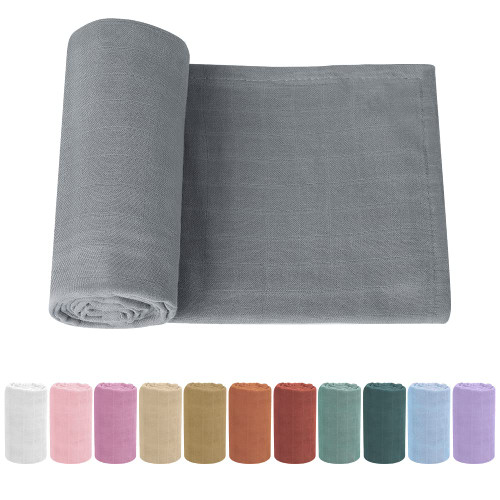 Knirose Newborn Baby Swaddle Blanket Unisex Swaddle Wrap Soft Silky Muslin Swaddle Blankets Neutral Receiving Blanket for Newborn Boys and Girls Large 47 x 47 inches(120x120cm) (Light Gray)