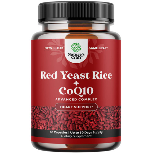Red Yeast Rice with CoQ10 Supplement - Extra Strength Red Yeast Rice 1200 mg. Capsules with CoQ10 100mg Per Serving - Heart Health Supplement 3rd Party Tested Vegan Non-GMO & Citrinin-Free (1 Month)