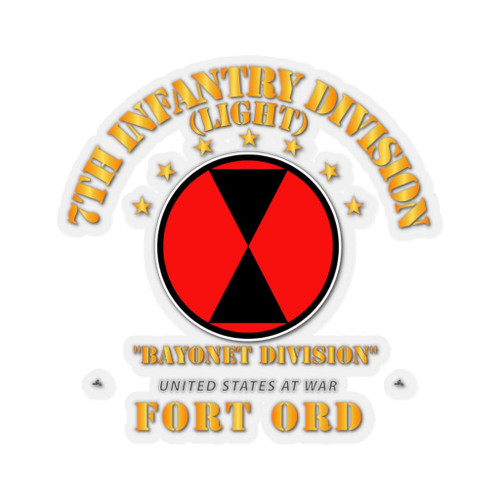 Kiss-Cut Stickers - Army - 7th Infantry Division - Ft Ord (4"x4", Transparent)