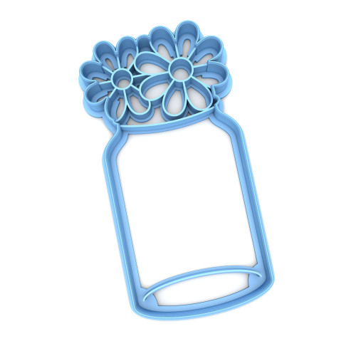 Sweet Prints Inc Mason Jar with Flowers Cookie Cutter - Dishwasher Safe (4")