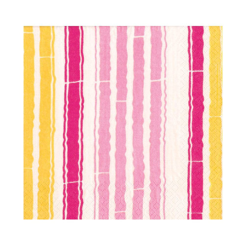 Caspari Bamboo Stripe Luncheon Napkins in Fuchsia & Pink- 20 Per Package