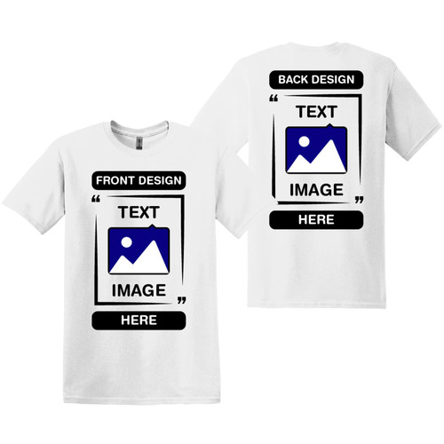 Gildan Custom T-Shirts - Personalized Unisex Crewneck Tee Shirt, White - Customize Your Image, Text & Photo - Men Women Adult - Large