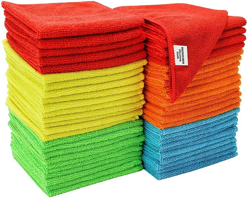 Microfiber Cleaning Cloth,12 Pack Cleaning Rag,Cleaning Towels with 4 Color Assorted,11.5"X11.5"(Green/Blue/Yellow/Pink)