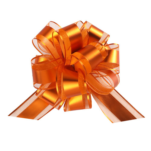 12 Pieces Pull Bow Wrapping Pull Bow Ribbon Pull Bows for Wedding Baskets,6 Inches Diameter Gift Bows, Large Bows for Presents. (Orange)
