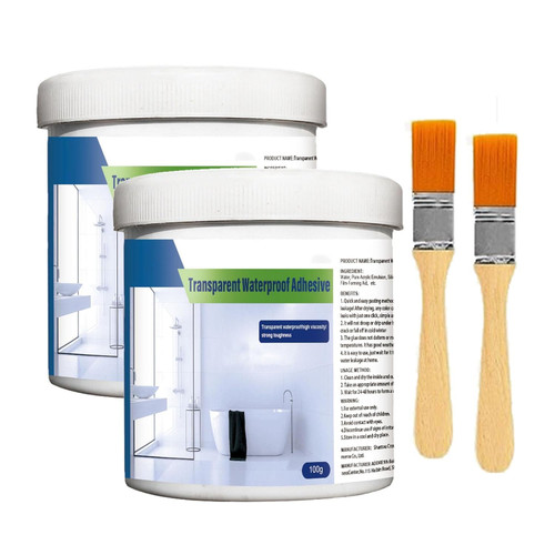 Transparent Waterproof Coating, Super Strong Waterproof Anti-Leakage Agent Invisible Waterproof Agent, Waterproof Insulation Sealant Transparent Repairing Leak Waterproof Adhesive (100g-2PCS)