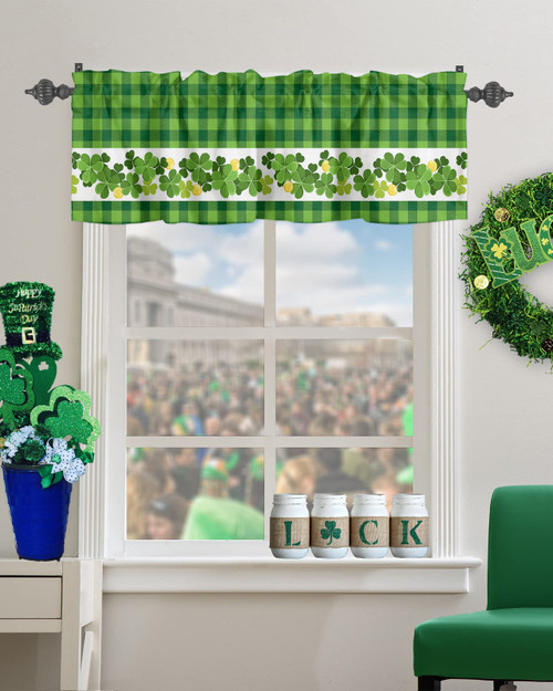 St. Patrick's Day Window Valance Kitchen Cafe Rod Pocket Short Curtain Panels March Lucky Shamrock Valances Curtains, Country Buffalo Green Plaid Window Treatments Drapes for Living Room 42x12in St. Patrick's Day Window Valance Kitchen Cafe Rod Pocket Short Curtain Panels March Lucky Shamrock Valances Curtains, Country Buffalo Green Plaid Window Treatments Drapes for Living Room 42x12in