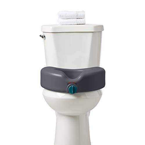 Medline Heavy Duty Raised Toilet Seat, Elevated Toilet Seat Riser is Infused with Microban Antimicrobial Protection, Gray