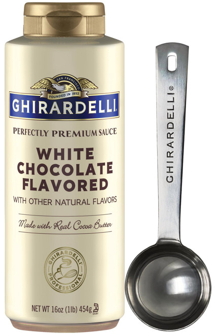 Ghirardelli White Chocolate Squeeze Bottle, 16 Ounce with Ghirardelli Stamped Barista Spoon Ghirardelli White Chocolate Squeeze Bottle, 16 Ounce with Ghirardelli Stamped Barista Spoon