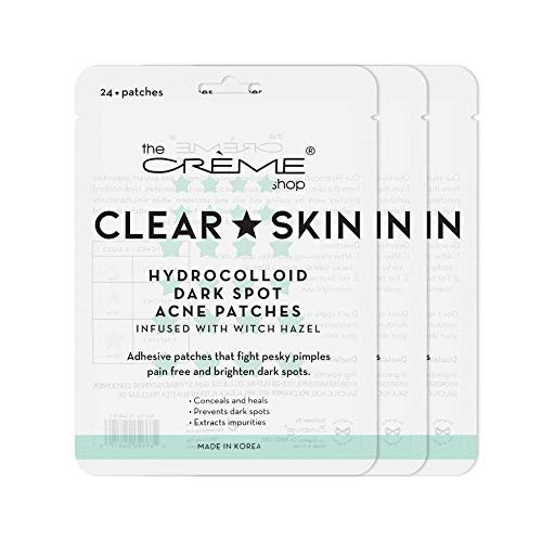 The Crème Shop Star Shape Clear Skin Hydrocolloid Dark Spot Acne Patches - Infused with Salicylic Acid + Witch Hazel | Adhesive patches that fight pesky pimples. (72 Patches / 3 Sizes)