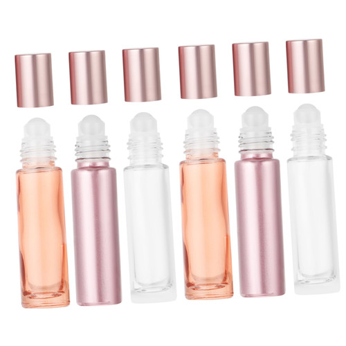 NOLITOY 6pcs Perfume Bottle Clear Container Liquid Makeup Empty Roll- on Bottle Essential Oils Container Terrariums Portable Roller Bottle Small Roller Bottle Glass Essential Oil Bottle