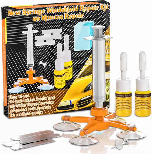 AODA New Windshield Crack Repair Kit, Upgraded Windshield Repair Kit, Automotive Glass Repair Kit Windshield with Syringe Thrusters, Windshield Repair Kit for Chips and Cracks,Star-Shaped Crack