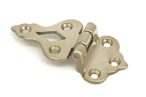 Antique Ice Box Hinge, Solid Brass 3/8" Offset Ice Box Hinge in Non Lacquered Brass, Reproduction of Antique Ice Box Hardware, Beautiful Cabinet Hinge