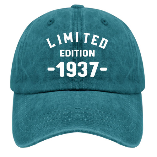 KEHUASW Limited Edition 1937 Baseball Cap Funny Lids Cap for Men Golf Caps Quick Dry Visor Hat Cyan Blue