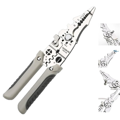Multifunctional Wire Stripper Crimper Cable Cutter Pliers, 2024 New Arrival Multi-Purpose Professional Wire Stripping Tool,Cable Stripper Stainless Steel Wire Stripper Wire Strippers Electrical (1Pcs)