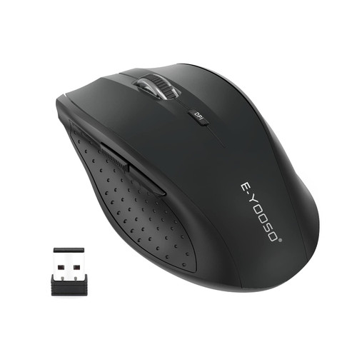E-YOOSO Wireless Mouse, Computer Mouse 18 Months Battery Life Cordless Mouse, 5-Level 4800 DPI, 6 Button Ergo Wireless Mice, 2.4G Portable USB Wireless Mouse for Laptop, Mac, Chromebook, PC(Black)
