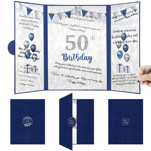 Togvu 50th Birthday Decorations for Men, Navy Blue 50th Birthday Guest Book, Alternative 50th Signature Guestbook Creative, Cheers to 50 Years Old Gift, 50th Birthday Sign Card Board Party Decor Togvu 50th Birthday Decorations for Men, Navy Blue 50th Birthday Guest Book, Alternative 50th Signature Guestbook Creative, Cheers to 50 Years Old Gift, 50th Birthday Sign Card Board Party Decor