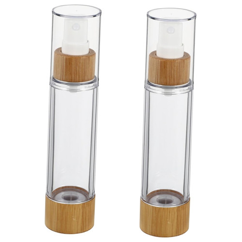 balacoo 2 pcs bamboo spray bottle hand soap dispenser mini spray bottle liquid mini perfume bottle terrarium vacuum container clear container lotion pump bottle airless travel Glass
