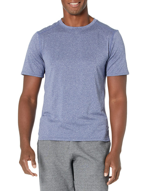 Amazon Essentials Men's Tech Stretch Short-Sleeve T-Shirt, Navy Heather, Medium