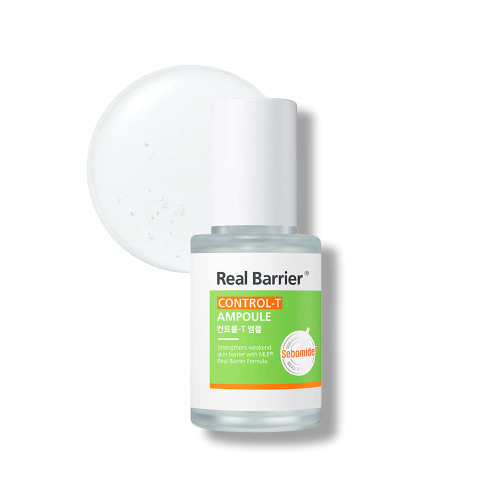 Real Barrier Control-T Ampoule for Sensitive Oily Acne Skin, Acne Pimple Spot Relief, Low pH Face Serum with Tea Tree and Heart Leaf, Removing Excessive Sebum, 1.01 Fl Oz, 30ml