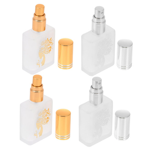 POPETPOP 4pcs Perfume Bottle Mini Perfumes Mini Spray Bottle Clear Container with Lid Perfume Spray Bottle Scrub Perfume Container Perfume Organizer Perfume Vial Glass Diffuser Frosted