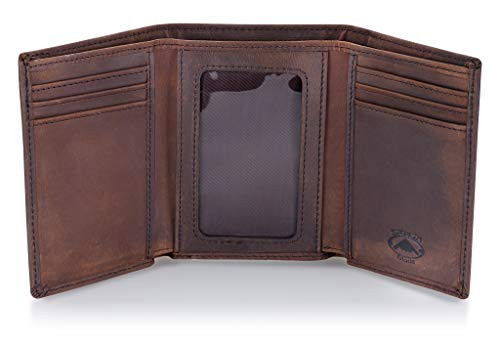 Stealth Mode Trifold RFID Blocking Brown Leather Wallet for Men