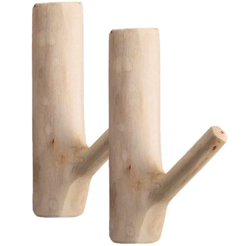 Alipis 2pcs Solid Wood Sticky Hook Wood Wall Peg Wall Hanging Hooks Wood Coat Hook Wooden Peg Rack Wooden Coat Pegs Wooden Hat Pegs Hangers Wooden Wall-Mounted Hanger Cap Nail Branch