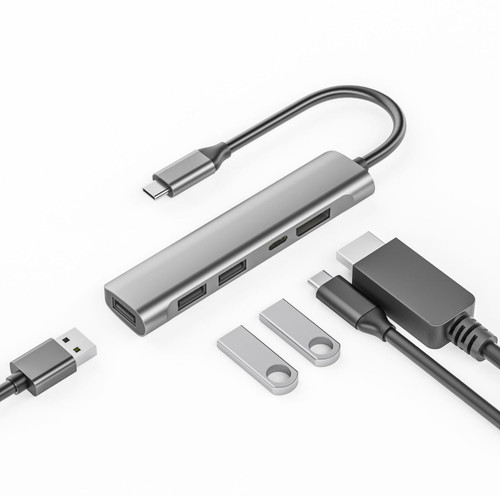 EBTOOLS USB C Hub, 5 in 1 Docking Station with DisplayPort, 3 USB 2.0 Ports, PD Charging for USB C Devices - Portable & Compact