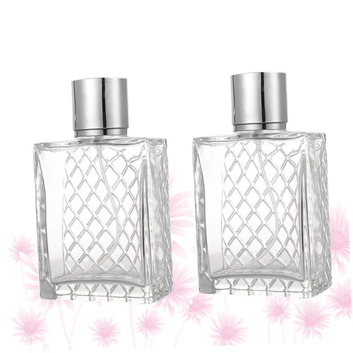 DOITOOL 2 Pcs Clear Refillable Perfume Bottle Terrariums Glass Containers for Liquids Perfume Spray Bottle Square Perfume Bottles Glass Bottle Glass Bottle Travel Bottle Cosmetic