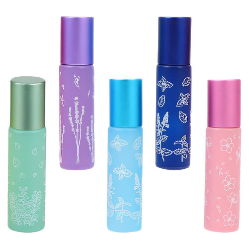 HEALLILY 5pcs Printed Roller Bottle Dispenser Container Essential Oil Container Empty Sub Containers Roller Bottles Essential Oil Bottles Travel Cosmetic Bottle Glass Ball