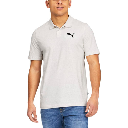 PUMA Mens Essentials Heather Short Sleeve Shirt Athletic Casual - White - Size M