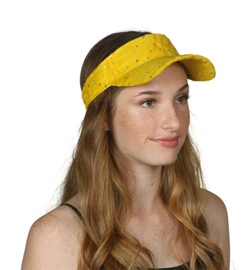 TopHeadwear Glitter Sequin Visor Hat - Yellow
