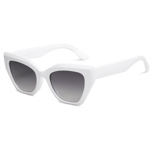 SOJOS Square Cat Eye Polarized Sunglasses for Women Retro Classic Vintage Trendy Cateye Shades Sunnies Gafas de sole SJ2235 White
