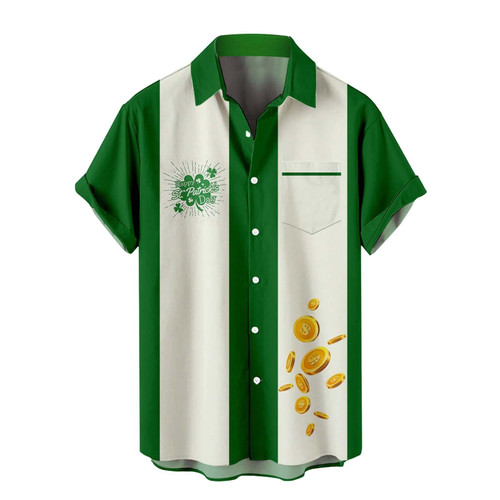 CGGMVCG St Patricks Day Shirt Men Button Down St. Day Hawaiian Shirts Short Sleeve Casual Saint Patricks Day Shirt (Z02 White, XL)