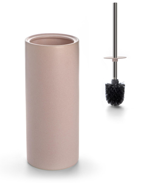 Viosuniu Standing Matte Ceramic Toilet Cleaner Brush and Holder Set for Bathroom, Non-Scratching Toilet Bowl, Rust-Proof (Pink, 1)