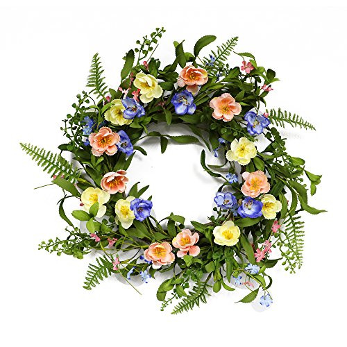 Puleo International 20-inch Artificial Ranunculus Wreath Potted Plant